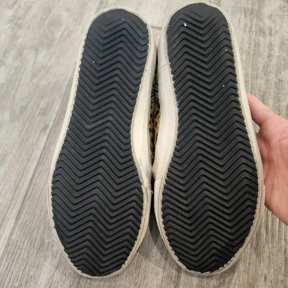 Golden Goose Slide High Top Sneakers Womens Size 37 US 6.5 Leopard Calf Hair - Picture 14 of 16